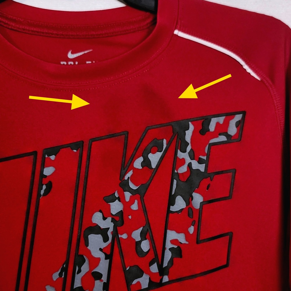 Nike Dri-FIT Long Sleeve Active Shirt Red Camo Boys Large Outdoor Activewear - Picture 4 of 8